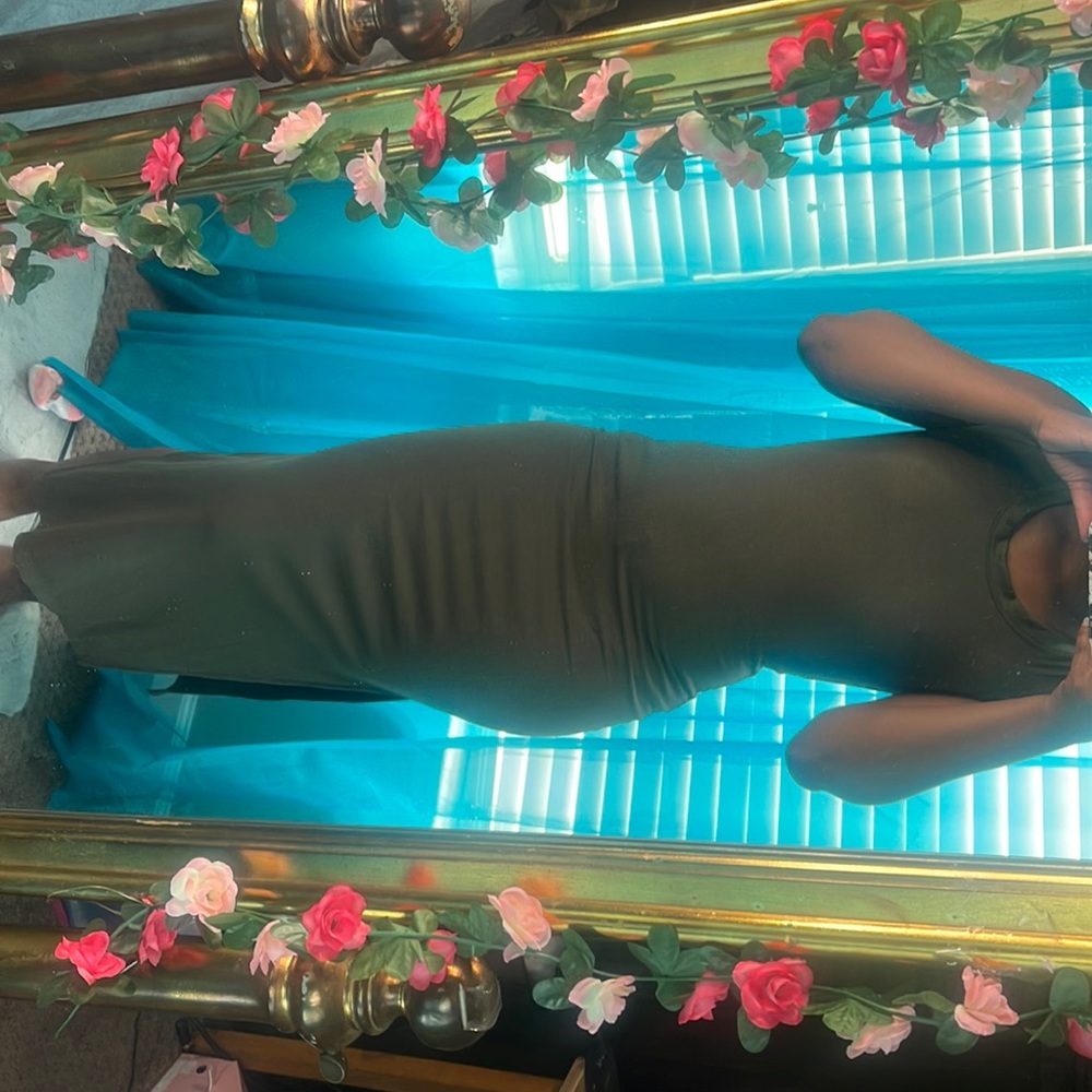 Long olive green dress